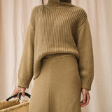 Mio Organic Cotton Knitted Skirt in Sand