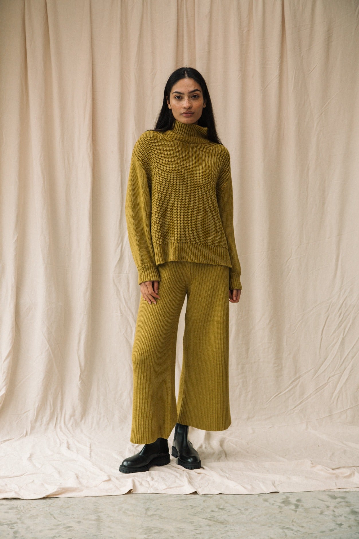 Taka Organic Cotton Knitted Trouser in Chartreuse