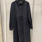 Yuri Organic Cotton Cord Dress in Charcoal