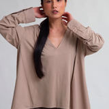 Aoife Organic Cotton Blouse in Light Taupe