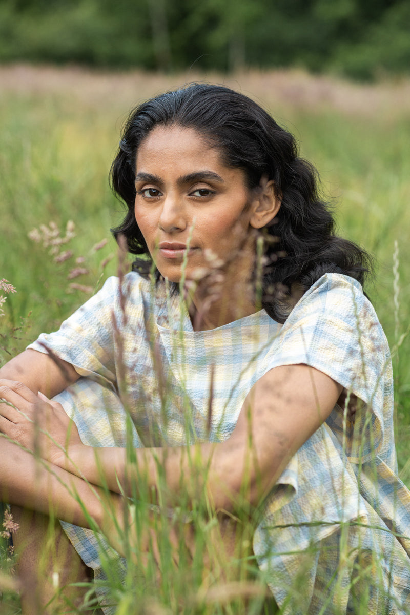 Elowen-Cay Organic Cotton Top in Pastel Gingham