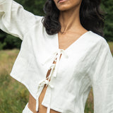 Kaz-May Linen Top in Snow White