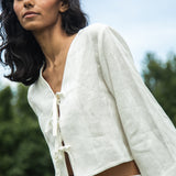 Kaz-May Linen Top in Snow White