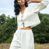 Kaz-May Linen Top in Snow White