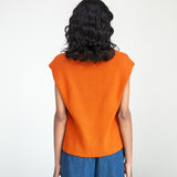 Aila Organic Cotton Knitted Vest in Brick