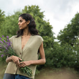 Aila Organic Cotton Knitted Vest in Taupe