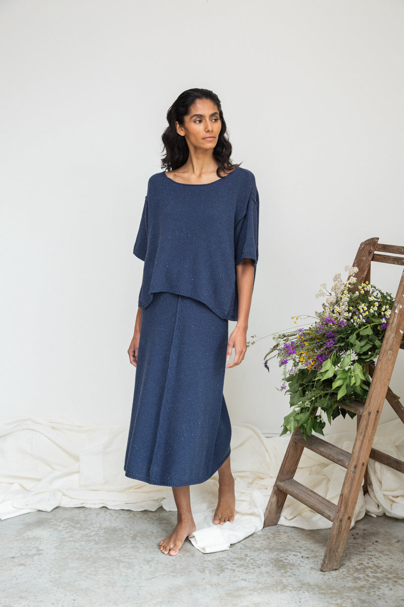 Alessia-Leigh Recycled Cotton Jumper in Denim Blue