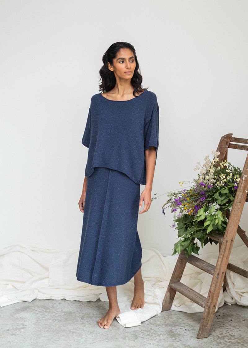 Alessia-Leigh Recycled Cotton Jumper in Denim Blue