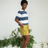 Bay-Sue Organic Cotton Top in Midnight and White Bold Stripe