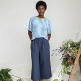 Bay-Sue Organic Cotton Top in Sea Blue and White Stripe