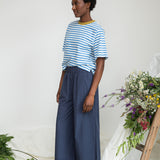 Bay-Sue Organic Cotton Top in Sea Blue and White Stripe