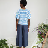 Bay-Sue Organic Cotton Top in Sea Blue and White Stripe
