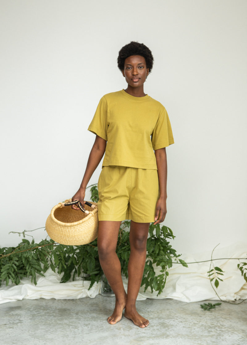 Bay Organic Cotton Top in Bright Olive