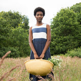 Cece-Sue Organic Cotton Dress in Midnight and White Bold Stripe