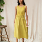 Cece Organic Cotton Dress in Bright Olive