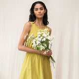 Cece Organic Cotton Dress in Bright Olive