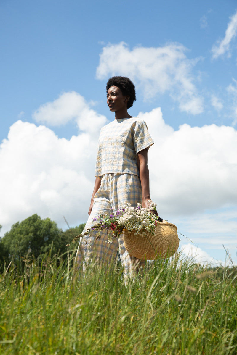 Elowen-Cay Organic Cotton Top in Pastel Gingham