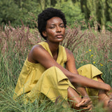 Evora-Jane Organic Cotton Trouser in Bright Olive