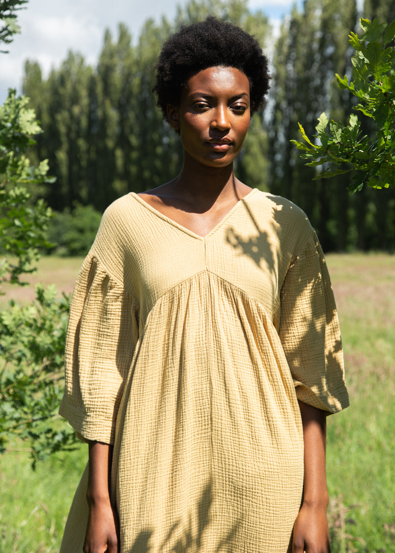 Fauna Organic Cotton Dress in Straw