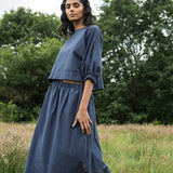 Goldie Organic Cotton Skirt in Midnight