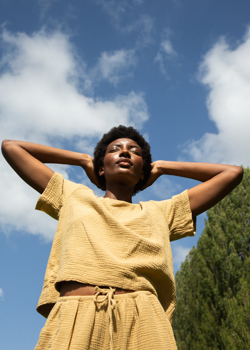 Jayda Organic Cotton Top in Straw