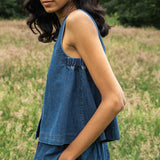 Jovie-Leigh Organic Cotton Denim Vest in Mid Blue