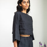 Kaz-May Linen Top in Black