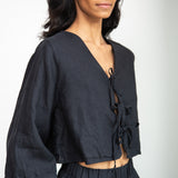 Kaz-May Linen Top in Black