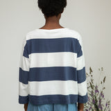 Leia-Sue Organic Cotton Top in Midnight and White Bold Stripe