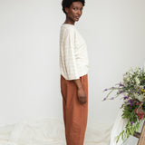 Leia-Sue Organic Cotton Top in Sand and White