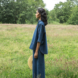 Lissie-Leigh Organic Cotton Denim Shirt in Mid Blue