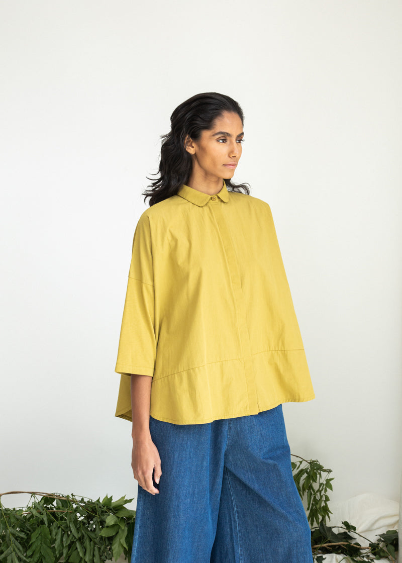 Lissie Organic Cotton Shirt in Bright Olive