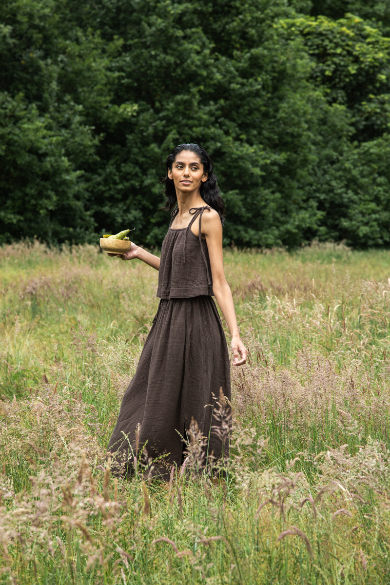 Macy Organic Cotton Skirt in Cacao