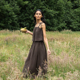 Macy Organic Cotton Skirt in Cacao