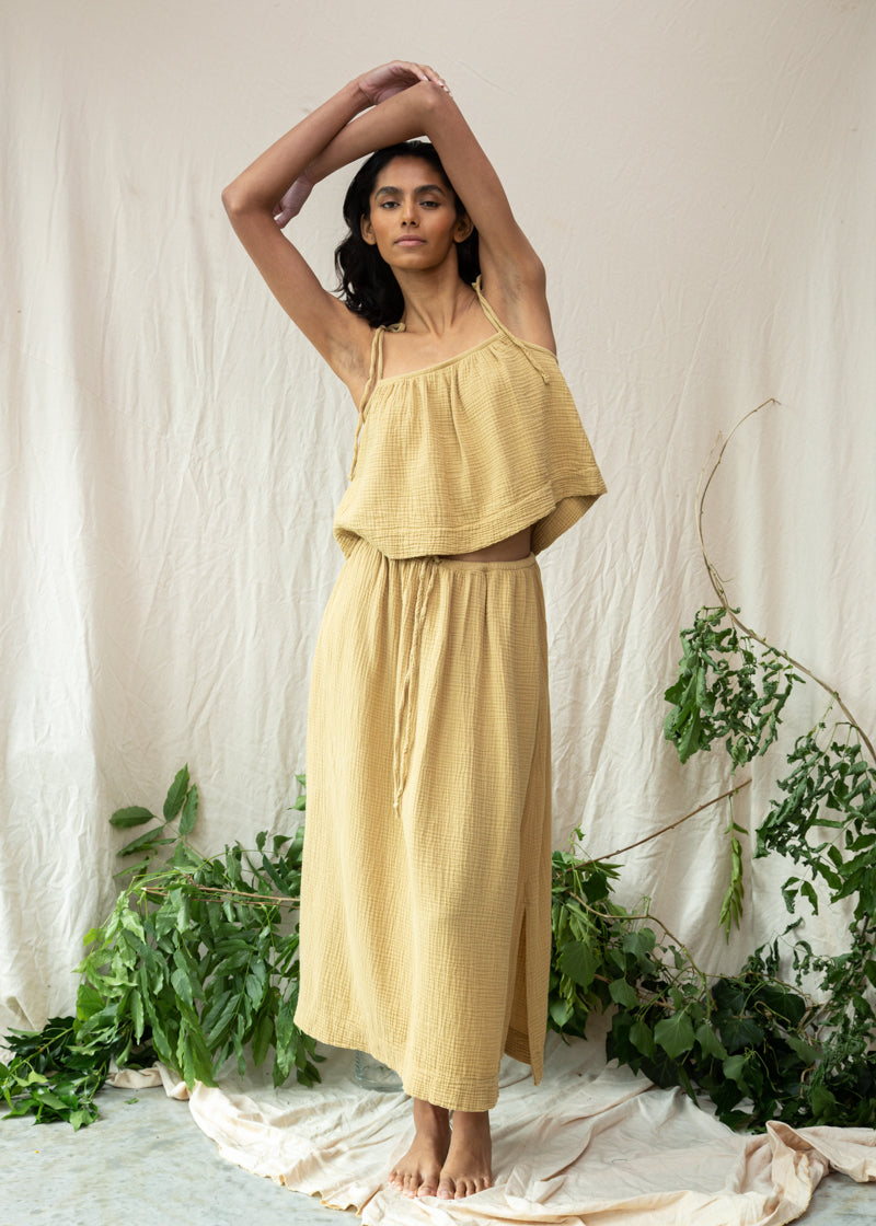 Macy Organic Cotton Skirt in Straw