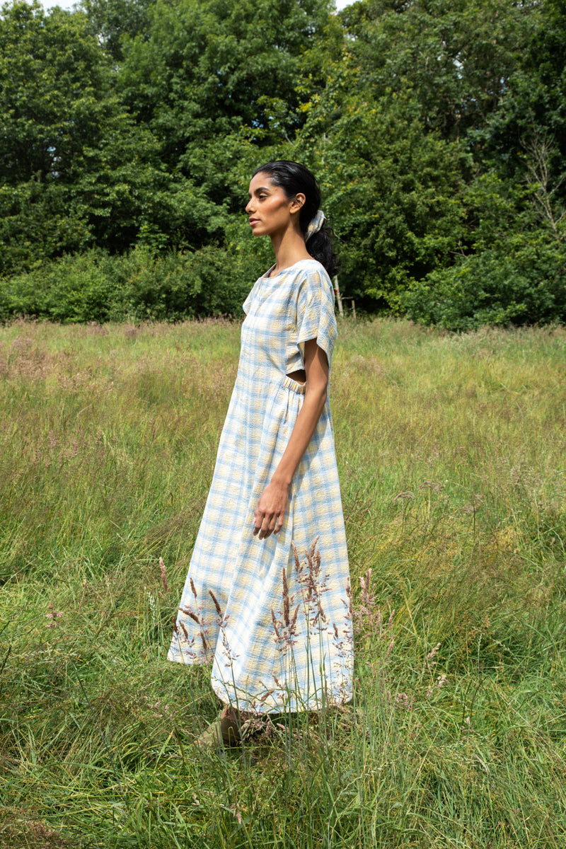 Nathalia-Cay Organic Cotton Seersucker Dress in Pastel Gingham