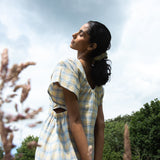 Nathalia-Cay Organic Cotton Seersucker Dress in Pastel Gingham by HANNAH BEAUMONT
