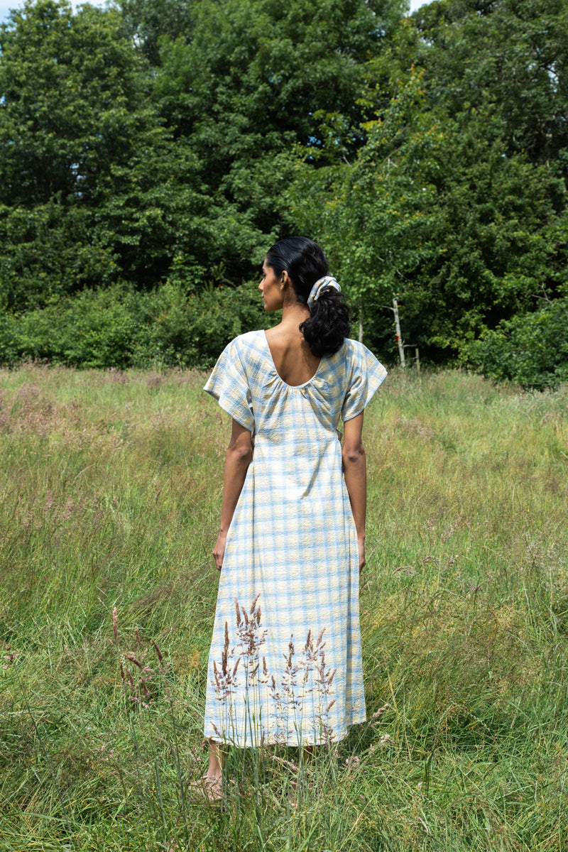 Nathalia-Cay Organic Cotton Seersucker Dress in Pastel Gingham