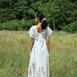 Nathalia-Cay Organic Cotton Seersucker Dress in Pastel Gingham by HANNAH BEAUMONT