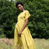 Nathalia Organic Cotton Dress in Bright Olive