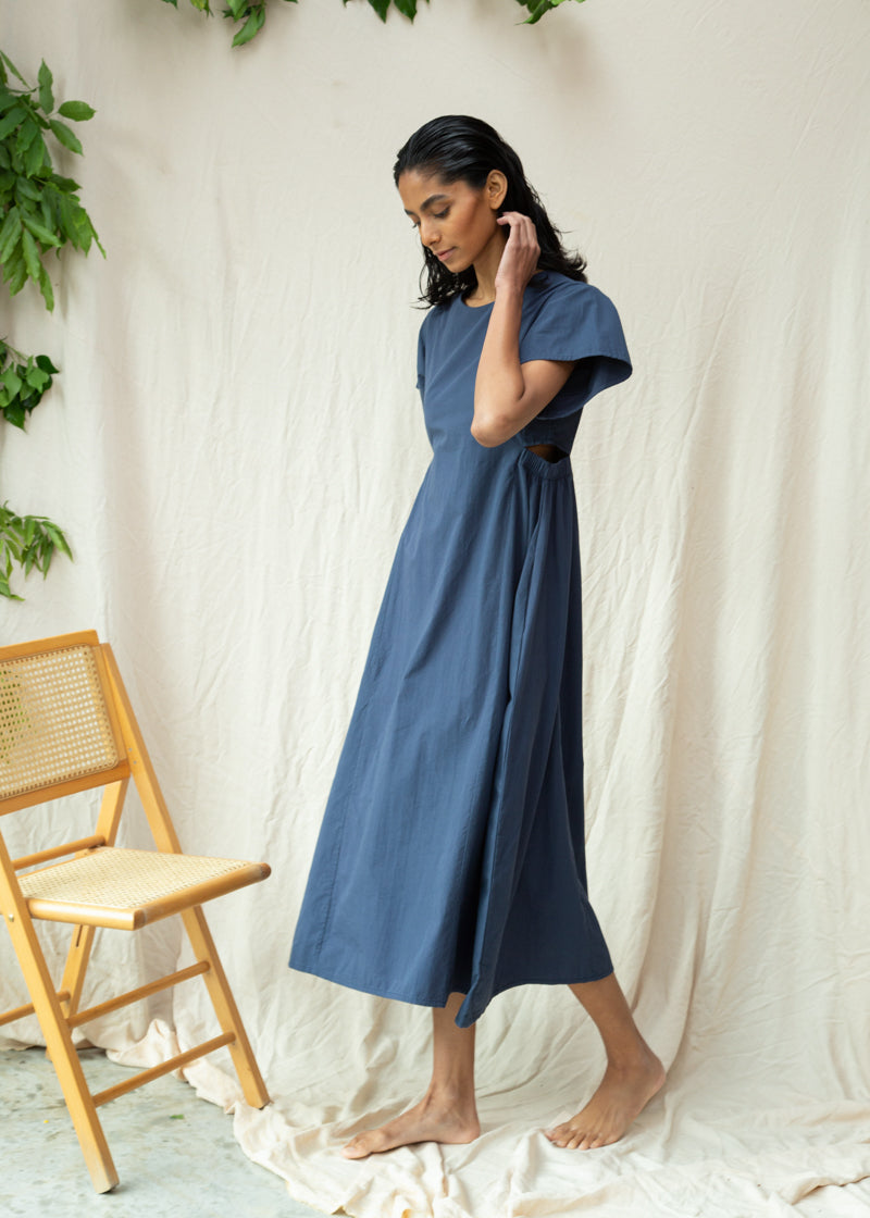 Nathalia Organic Cotton Dress in Midnight