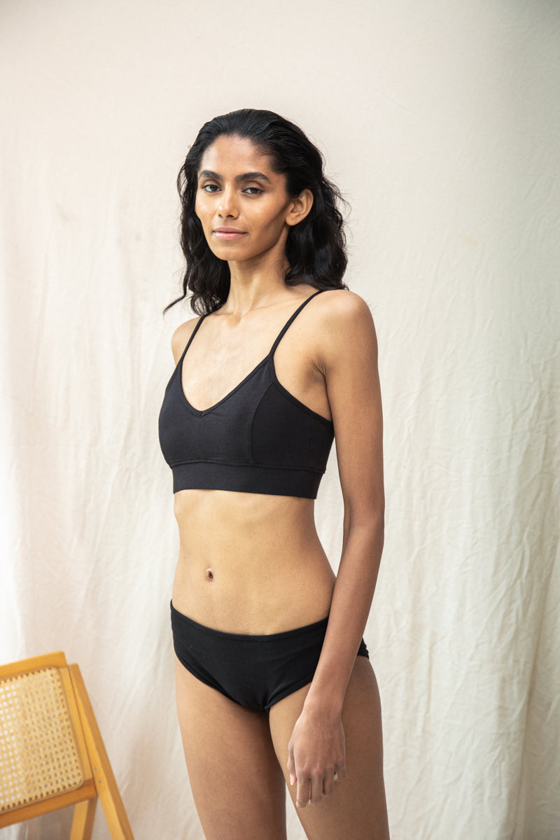 Nyra Bamboo & Organic Cotton Blend Bra in Black