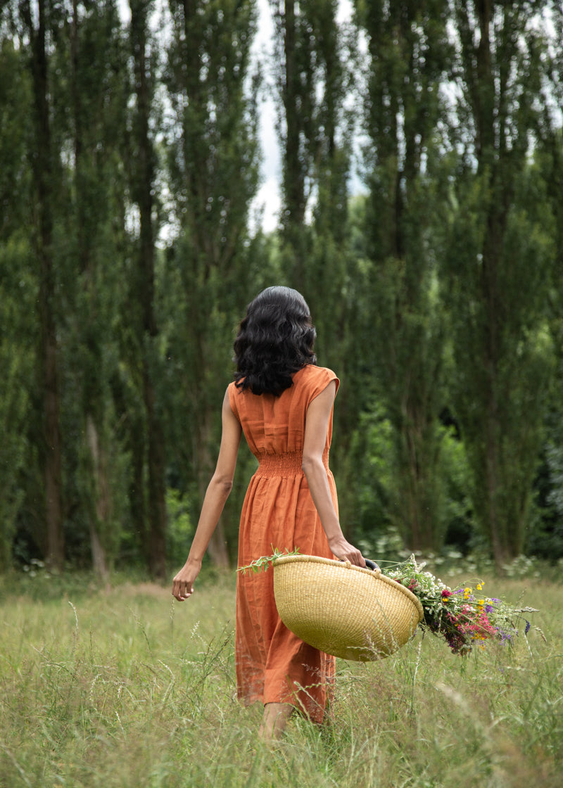Ottillie-May Linen Dress in Terracotta