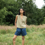 Paola-Leigh Organic Cotton Denim Short in Mid Blue