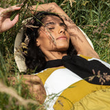 Rory-Sue Organic Cotton Jumpsuit in Olive and White Bold Stripe