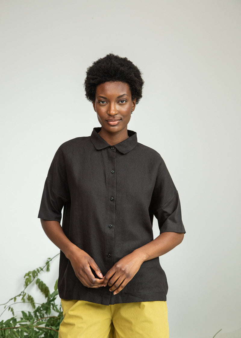 Sejal-May Linen & Organic Cotton Shirt in Black