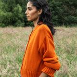 Sugi Organic Cotton Cardigan in Brick
