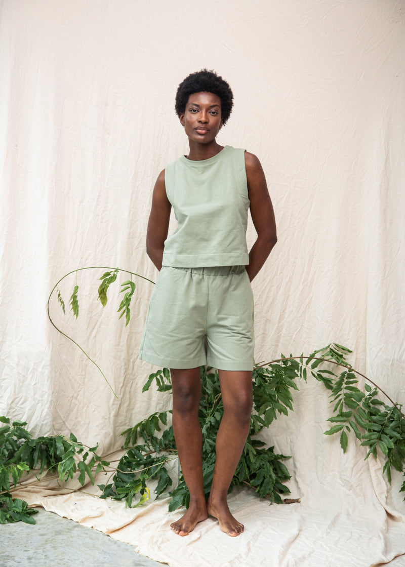 Sylvia Organic Cotton Felpe Short in Pistachio