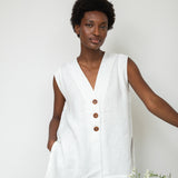 Wren-May Linen Vest in Snow White