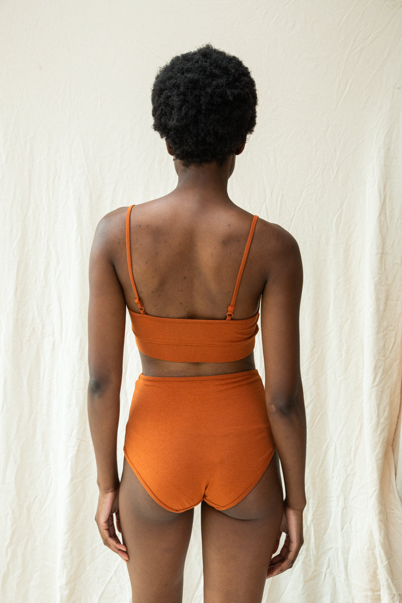 Yoka Bamboo & Organic Cotton Blend High Waist Briefs in Terracotta